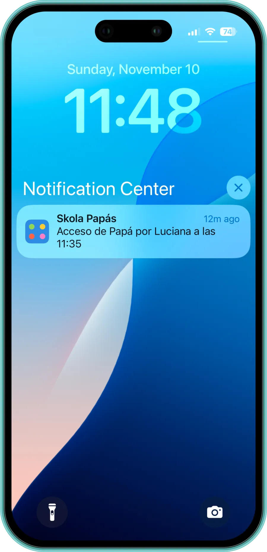 Notificación de ingreso del alumno a la escuela