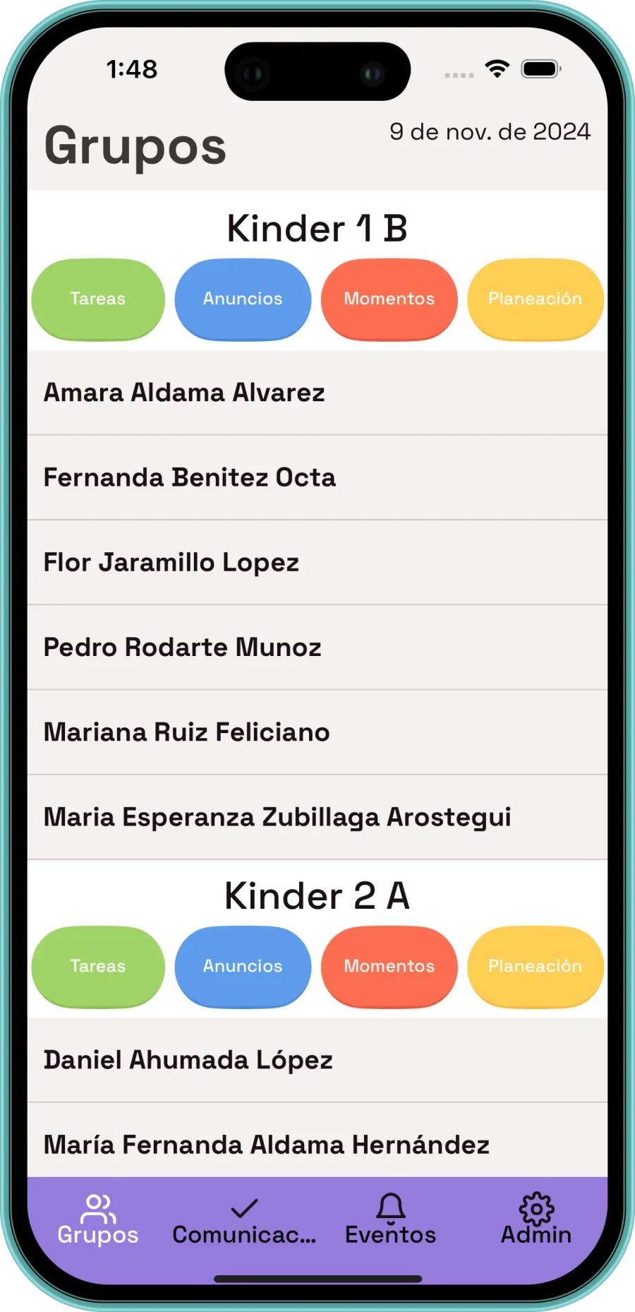 Lista de asistencia digital para escuelas